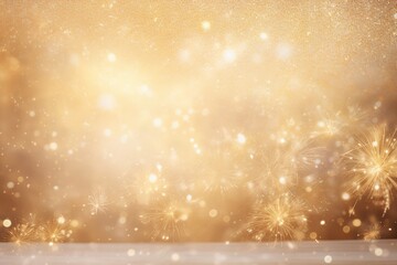 golden glitter background with bokeh defocused lights and stars