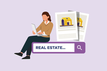 Real estate business concept. Colored flat vector illustration isolated.