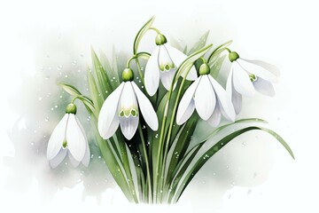 Spring Snowdrop Flowers, Generative AI