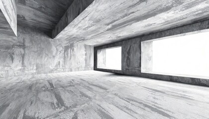 A concrete cement minimalist interior building for design purposes.