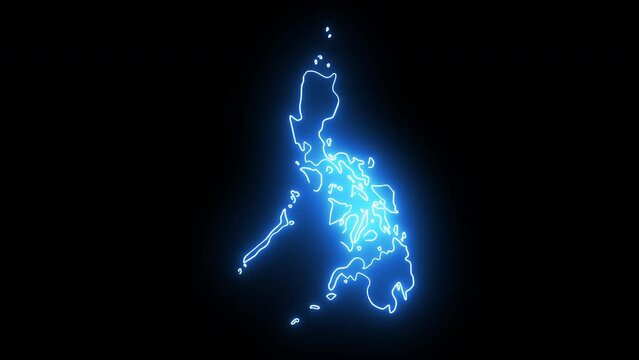 Animation of the Philippines map icon with a glowing neon effect