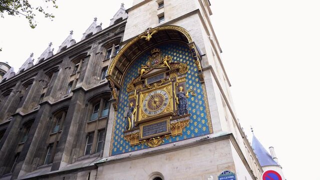 Clock of the Conciergerie in the Clock Tower - First public clock of Paris - French National Heritage