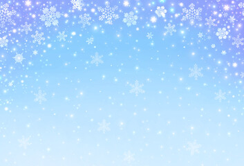 Naklejka na ściany i meble おしゃれな雪の結晶の背景　素材　キラキラ柄　雪景色　冬景色　飾り　寒中お見舞い