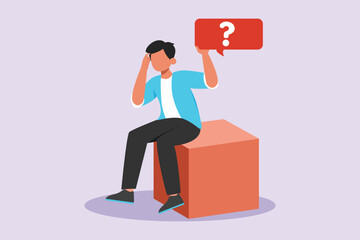 Thinking or solving problem concept. Colored flat vector illustration isolated.