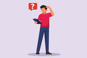 Thinking or solving problem concept. Colored flat vector illustration isolated.