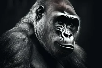 Foto op Plexiglas  illustration animal silverback setting studio wildlife species endangered gorilla sad Portrait © akkash jpg