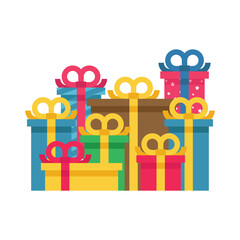 Different gift boxes vector illustration, Different color gift boxes flat icon