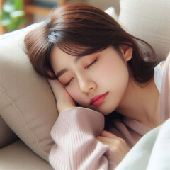 woman sleeping on sofa