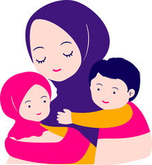 Mom and Kids Hugging