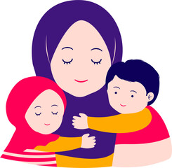 Mom and Kids Hugging