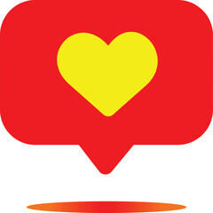 heart icon, love social media notification, love icon for instagram on the chat box. Set Like heart icon on a red pin. Set of heart in speech bubble icon.