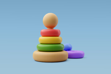 3d Vector Color Kid Pyramid Toy, Advertising poster, Education and school element concept.