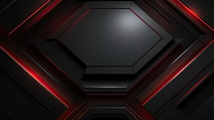 Abstract black grey metallic overlap red light hexagon mesh design modern luxury futuristic technology background