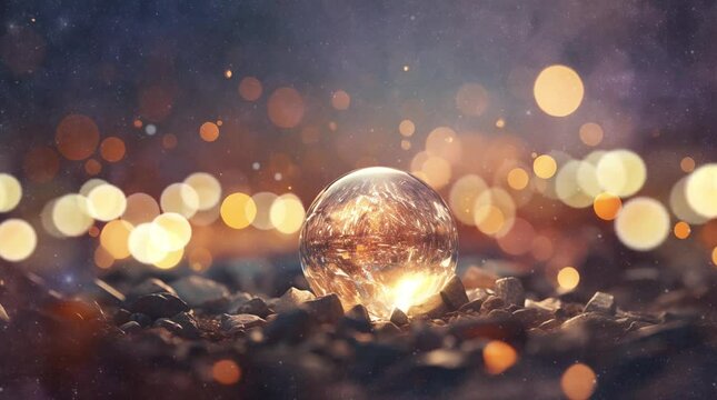 Beautiful crystal ball on warm background video
