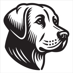 black and white dog , Labrador Retriever head illustration, dog head icon