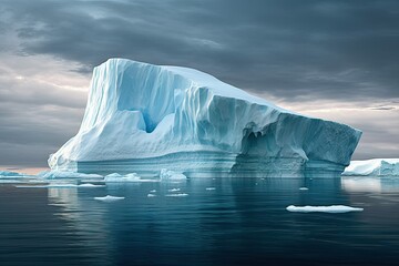 illustration climate polar damage environment warming global caused floes ice melting sea artic Iceberg - obrazy, fototapety, plakaty
