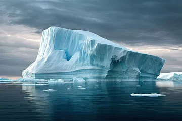Küchenrückwand glas motiv Nordlichter illustration climate polar damage environment warming global caused floes ice melting sea artic Iceberg