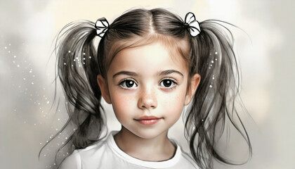 Mała dziewczynka , ilustracja, malowany obraz, dekoracja ścienna, generative ai