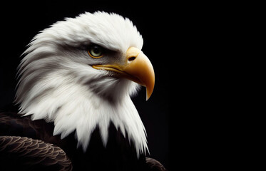 Fototapeta premium Portrait of an eagle isolated on black background.