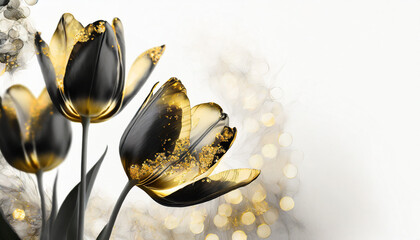 Fototapeta na wymiar Piękne tulipany, wiosenne kwiaty, dekoracja scienna, kartka na życzenia, generative ai