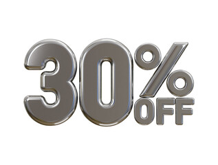 luxury silver 30 percent discount typography 3d render