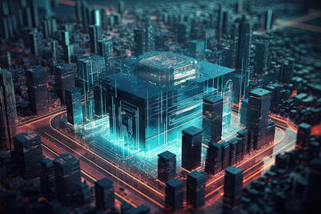  concept technology cyberspace board circuit build city smart Futuristic
