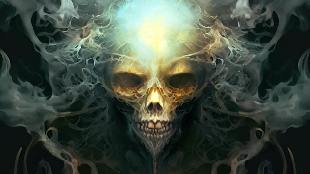 A spectral entity with an ever changing form filled with a miasma of distorted faces. Fantasy art concept.