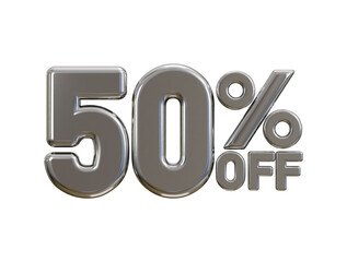 luxury silver 50 percent discount typography 3d render