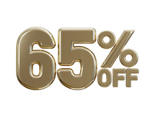 luxury golden 65 percent discount typography 3d render