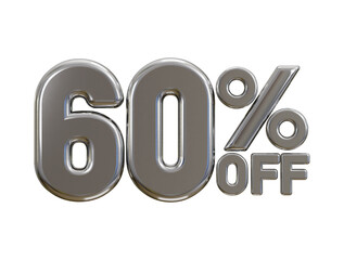 luxury silver 60 percent discount typography 3d render