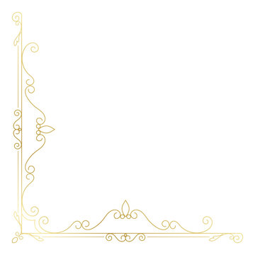 Vintage corner lines in the shape of gold rolled flowers are made into a baroque style frame.
