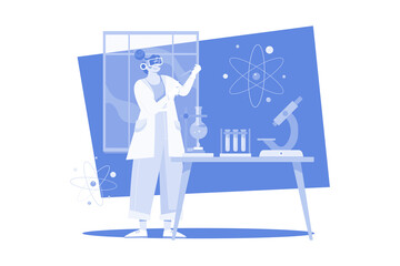 Scientist In The Metaverse Illustration concept on white background