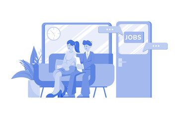 Job Interview Queue Illustration concept on white background