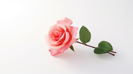 Fototapeta premium Rose on White Background with Copy Space. Presentation, Wallpaper, Love, Valentine, Flower 