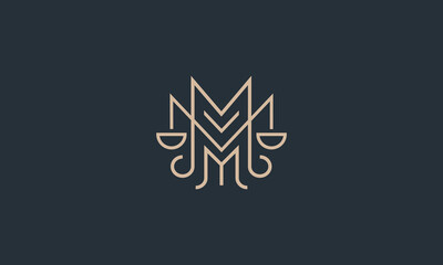M vector line logo. M elite logo design. M lawyer logo