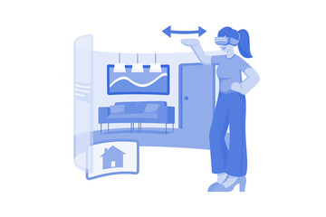 Virtual Home Tour Illustration concept on white background