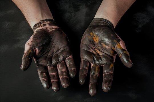 background textured dark job repair worker mechanic oil fuel color covered hands Dirty
