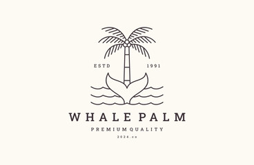 palm and whale's tail vector illustrations.