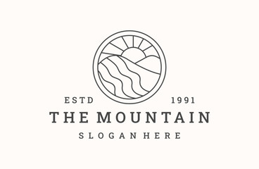 Mountain logo vector icon illustration hipster vintage retro