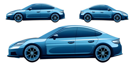 
Blue sports car vector template with simple colors without gradients and effects.
