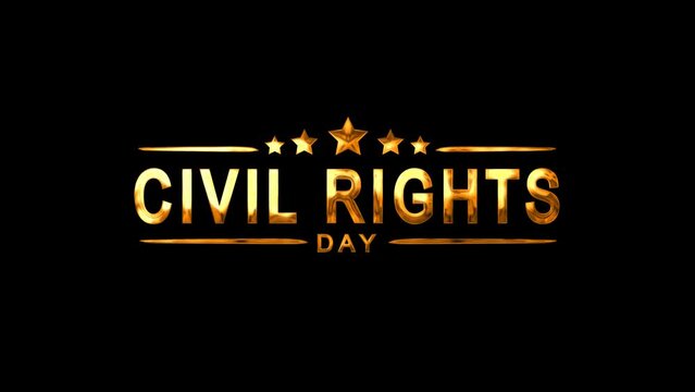 Civil Rights Day Text Animation on Gold Color. Great for Civil Rights Day Celebrations, for banner, social media feed wallpaper stories