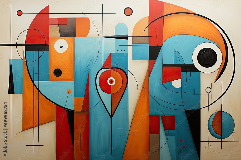 Aufkleber Bright, multicolored abstraction with combinable elements, background, Illustration for cover, interior design, AI generative.