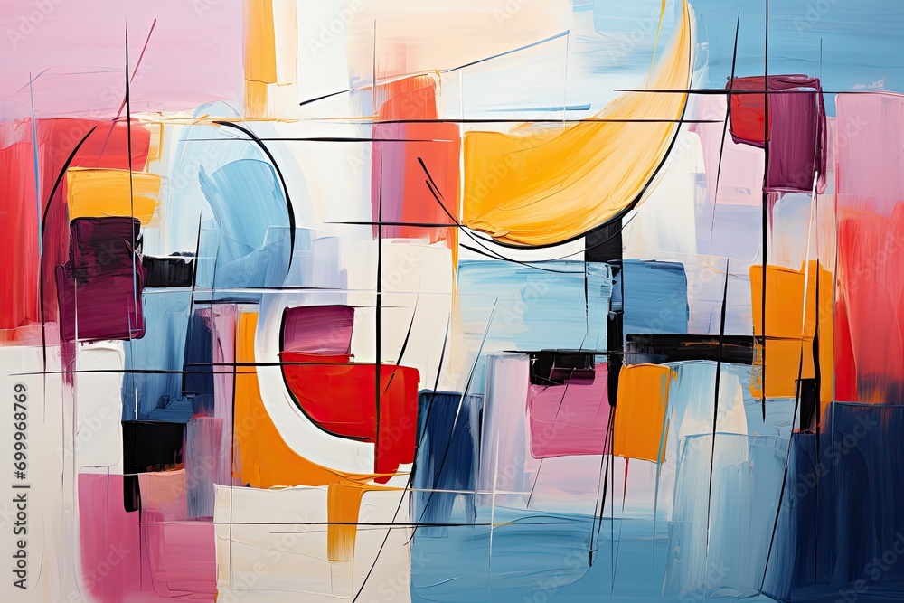 Aufkleber bright, multicolored abstraction with combinable elements, background, illustration for cover, inter