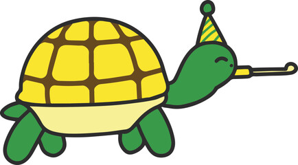 Cute Tortoise Celebrate Birthday Party