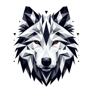 Presenting a low-poly triangular wolf head in a vector illustration against a Transparent Background. This polygonal style reflects a trendy and modern logo design, making it suitable for printing