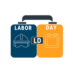 LD - labor day  acronym. business concept background. vector illustration concept with keywords and icons. lettering illustration with icons for web banner, flyer, landing pag