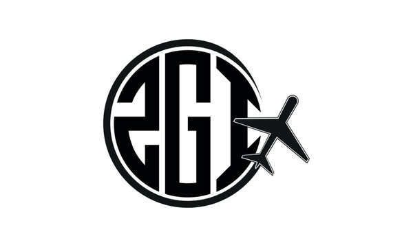 ZGI three initial letter circle tour & travel agency logo design vector template. hajj Umrah agency, abstract, wordmark, business, monogram, minimalist, brand, company, flat, tourism agency, tourist