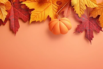 Naklejka na ściany i meble text space copy template promotion business tag scount leaves colorful background sale Autumn