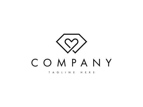 diamond heart love line minimal logo design