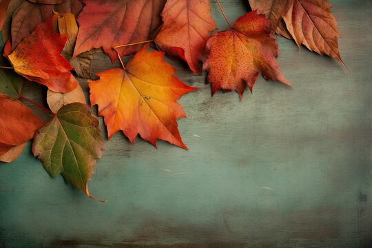 backdrop green colors fall style vintage leaves background colored Autumn